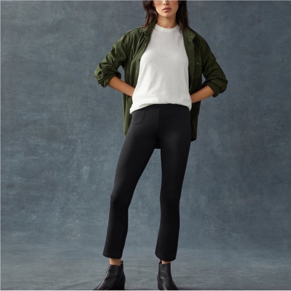 American Giant No BS Ponte Cropped Kick Flare Leggings Size 6 Black